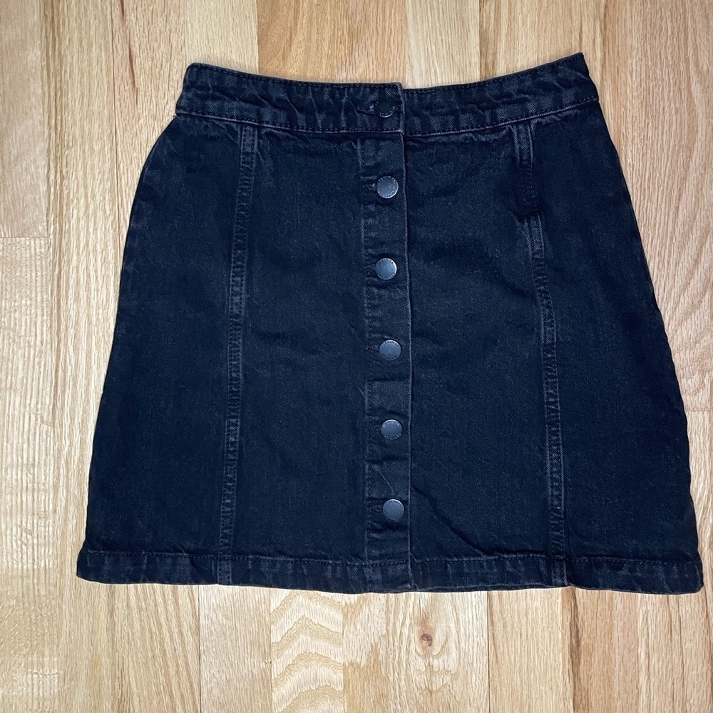 Denim Co. Black Jean Skirt Button Up, Size 8